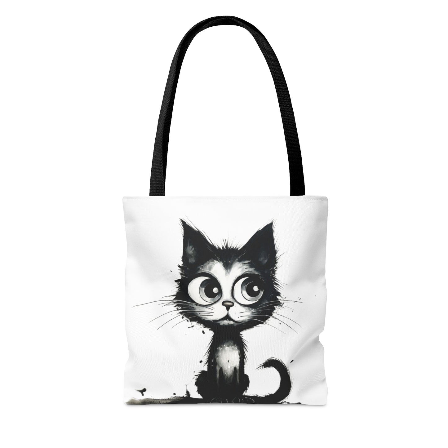 Sac fourre tout, Tot Bag, Adorable petit chat aux yeux ronds, noir et blanc, parfaite idée cadeau