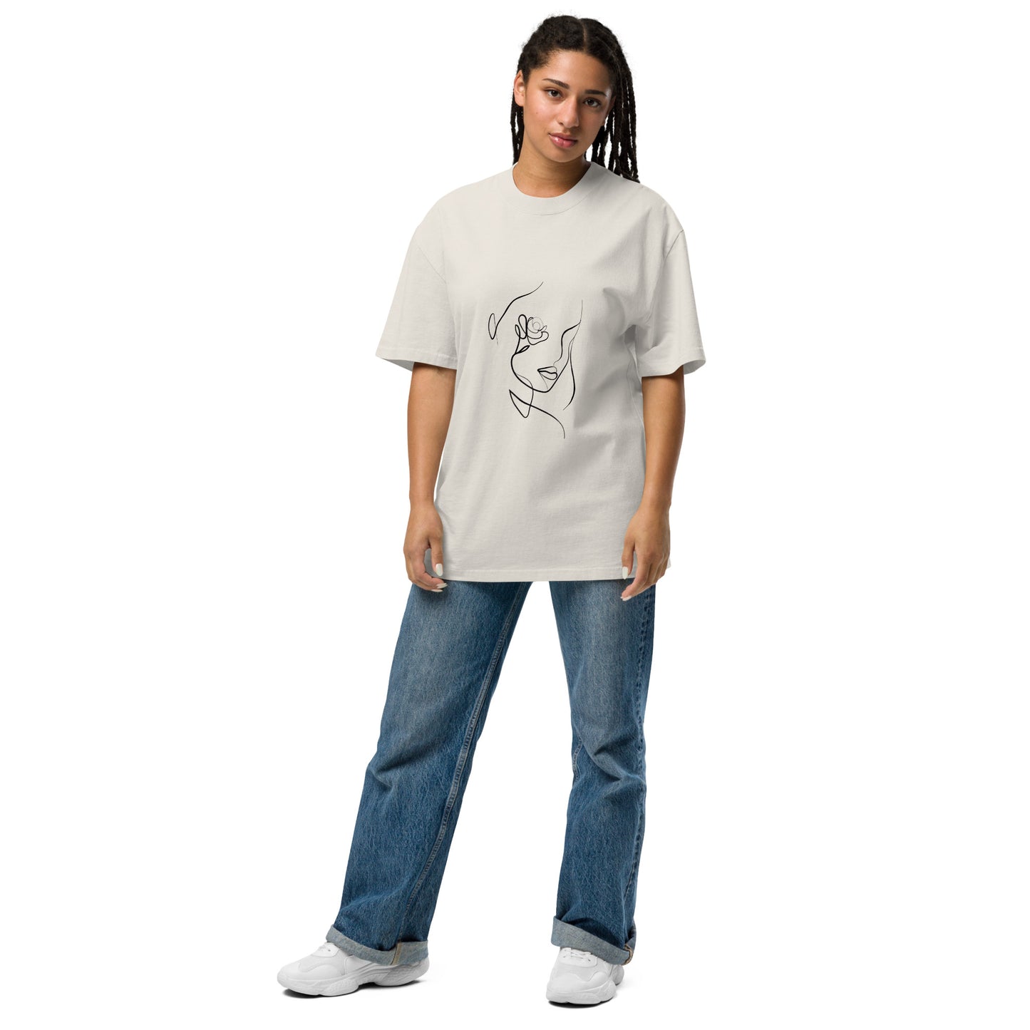 T-shirt Femme Oversize - "Line Art" Visage Femme